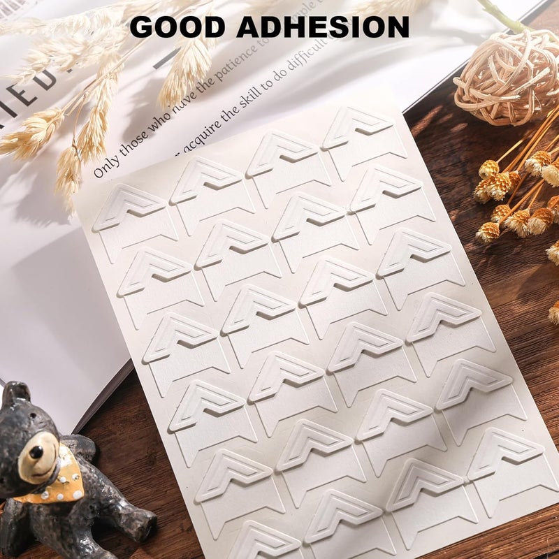 Chiallco White Photo Corners Self-Adhesive, 120 Pcs Acid Free Photo Corners for Scrapbooking, Photo Picture Mounting Corners for Photo Album, DIY Scrapbook Stickers, Memory Books, Diary, by - Image 2